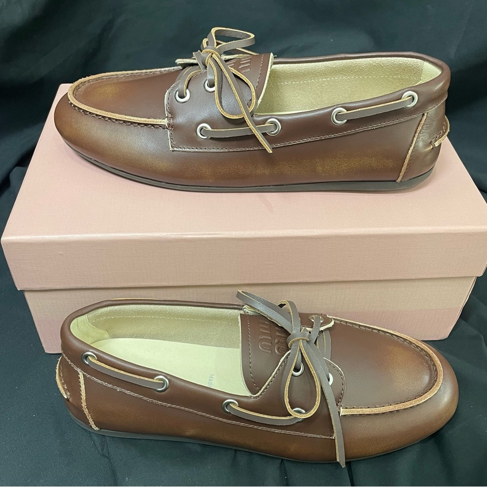 Miu Miu Women's Brown Loafers - Picture 6 of 8